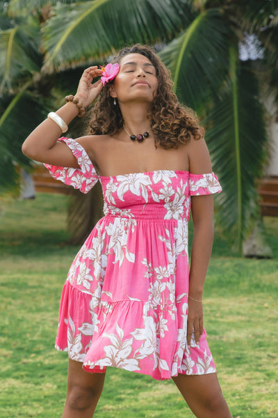 French Mini Dress in Lily Hot Pink for Women