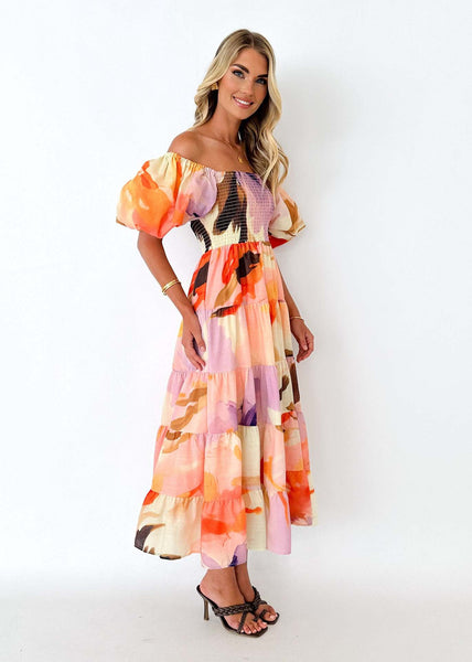 Taylor Puff-Sleeve Off-The-Shoulder Dress