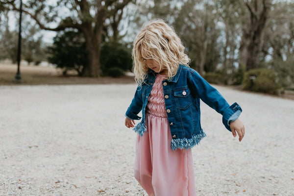 Dark Denim Fringe Jacket for Little Girls, Girls & Tweens