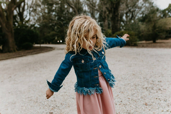 Dark Denim Fringe Jacket for Little Girls, Girls & Tweens