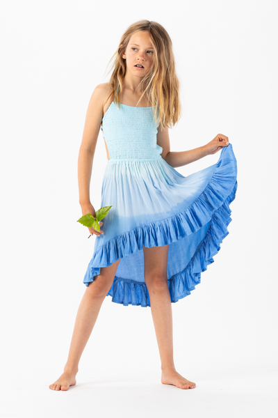 Kids Naia Midi Dress in Sky Blue Ombre