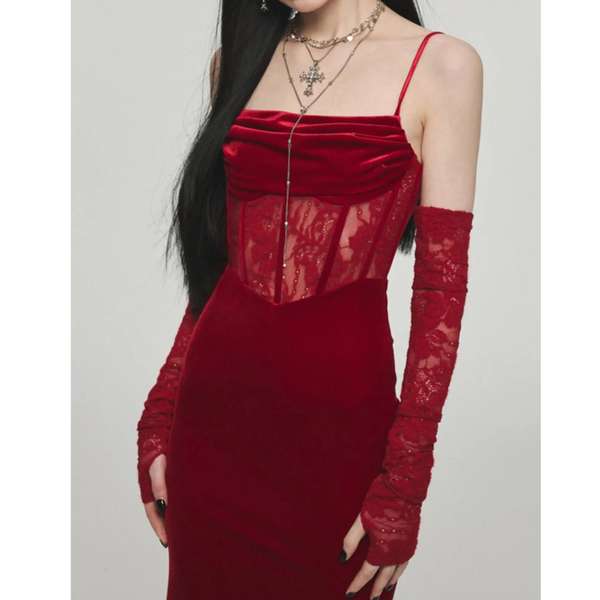 Davina Lace Corset Velvet Special Occasion Dress for Women