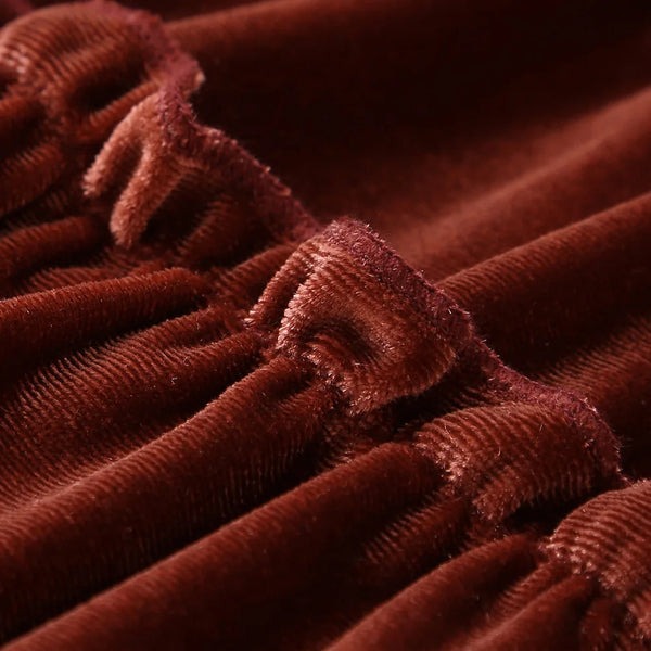 The Nora Long-Sleeve Ruffle Velvet Dress for Little Girls