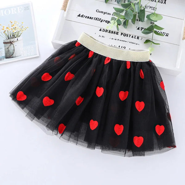 The Jadey Embroidered Hearts Tulle Tutu Skirt
