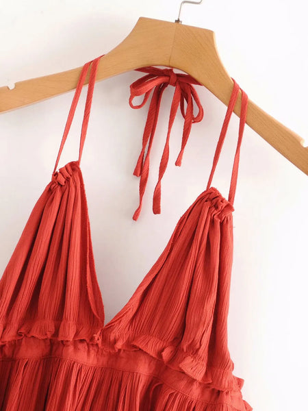 The Boho Halter High-Lo Mini Dress for Women & Teens