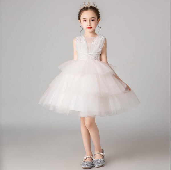 The Ilaria White Sequin Princess Dress