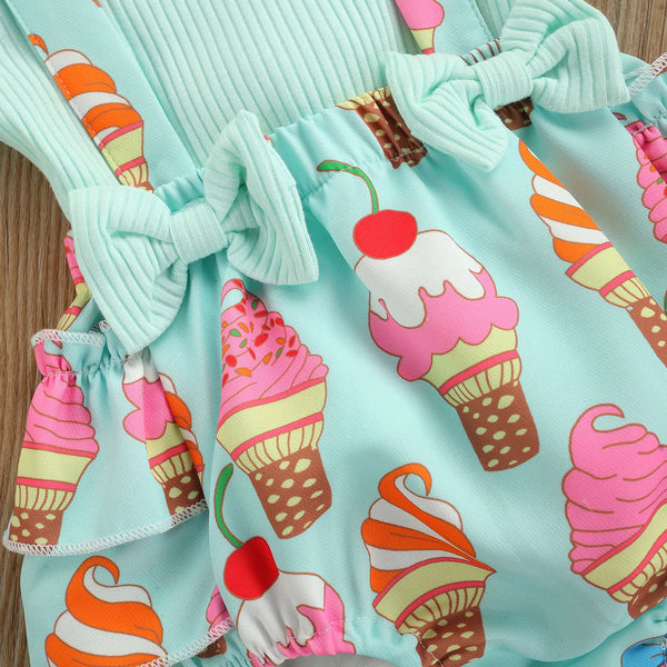 Summer Sundae Romper Outfit for Baby Girls