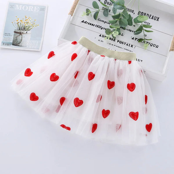 The Jadey Embroidered Hearts Tulle Tutu Skirt