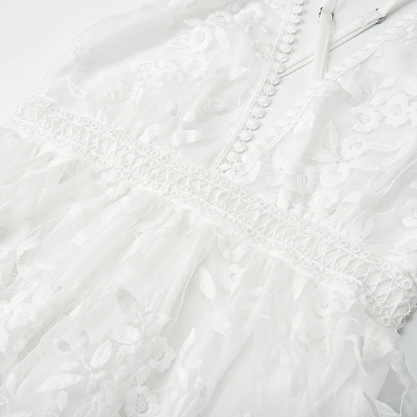 The Genevieve White Halter Lace Dress for Women