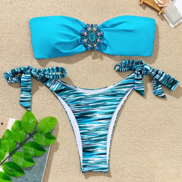 The Jewel Bandeau Side-Tie Bikini for Women