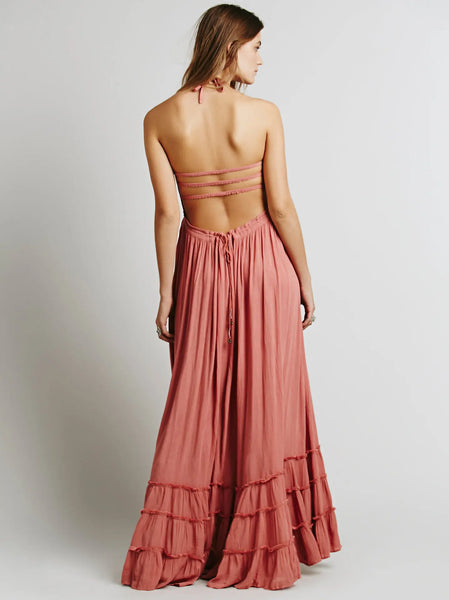 The Tasia Strappy-Back Halter Maxi