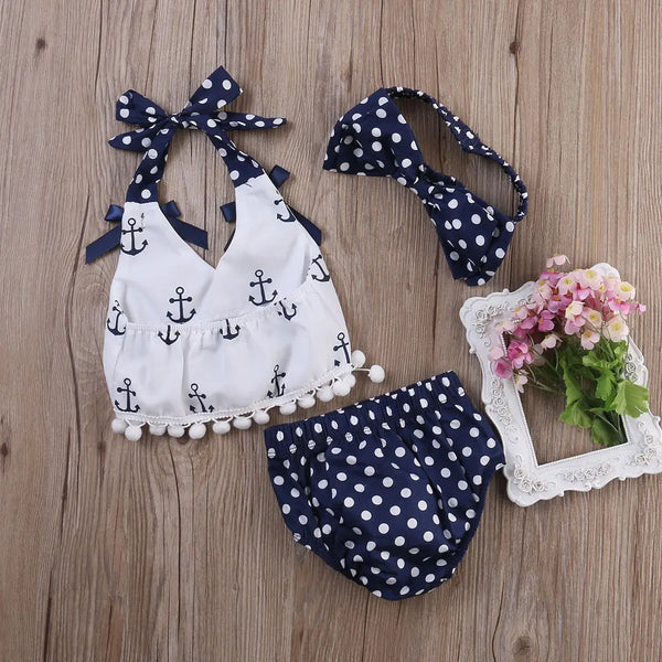 Little Sailor Blue/White Outfit for Baby & Toddler Girls