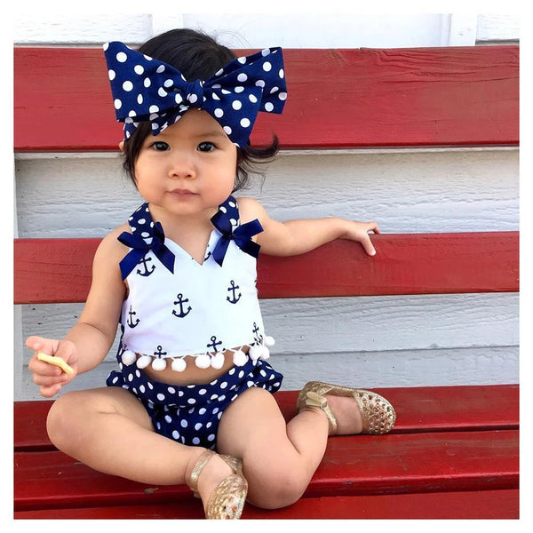 Little Sailor Blue/White Outfit for Baby & Toddler Girls
