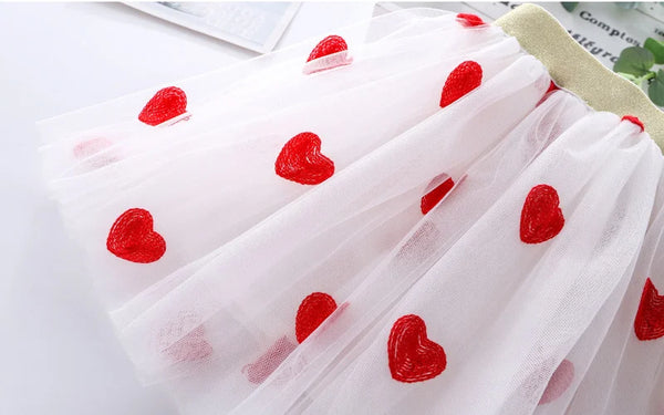 The Jadey Embroidered Hearts Tulle Tutu Skirt