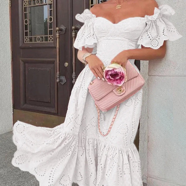 Darana Off-The-Shoulder Eyelet Midi Dress for Women & Teens