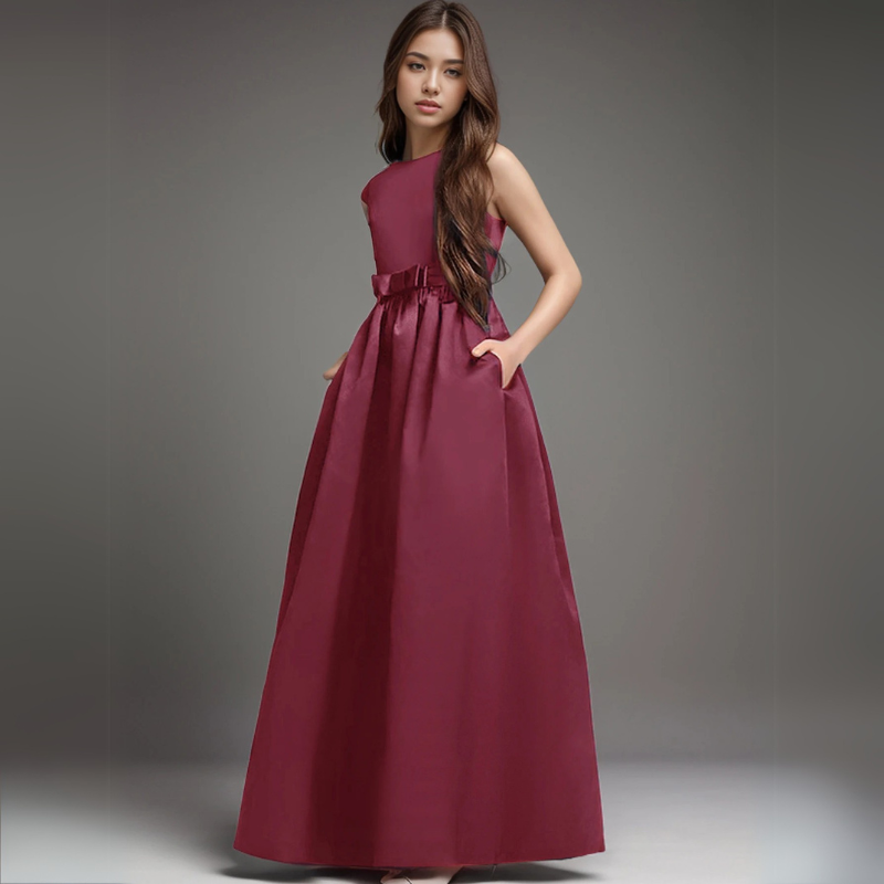 River Sleek Satin Formal Dress with Pockets for Girls & Tweens Navy Slate / 16Y