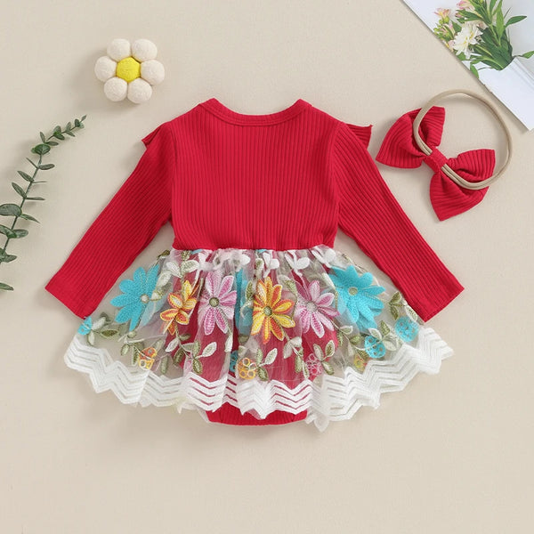 Floral Brocade Romper Dress & Headband