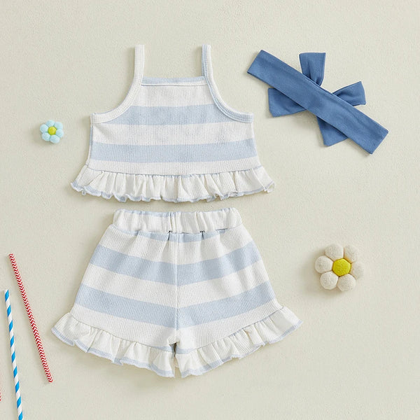 Hey USA Stripes & Stars Soft Knit Lounge Outfit for Baby & Toddler Girls