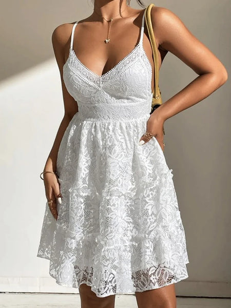 The Aurelia White Lace Dress with Peek-a-Boo Back for Tweens, Teens & Women