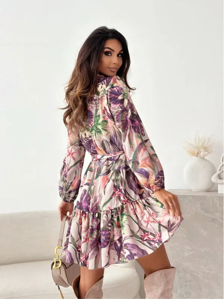 The Amanda Satin Button-up Floral Dress for Women