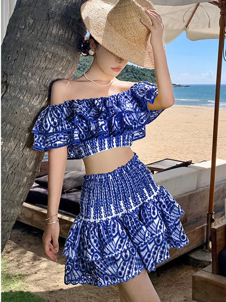 The Shirese Two-Piece Off-The-Shoulder Ruffle Top & Skirt for Women