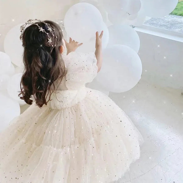 The Sydney Sparkly Puff-Sleeve Party Dress for Babies & Little Girls