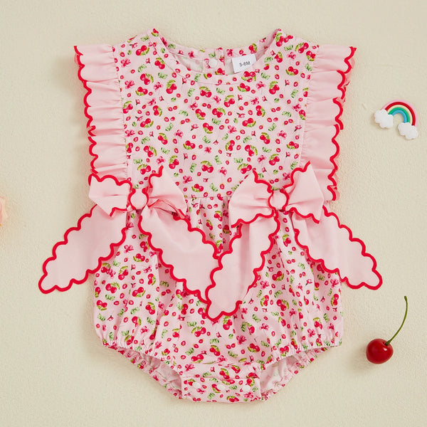 Cherry Bows Romper for Baby Girls
