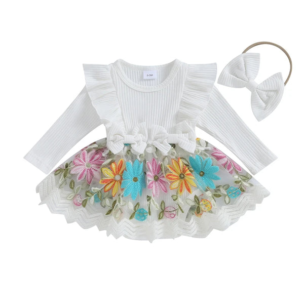 Floral Brocade Romper Dress & Headband