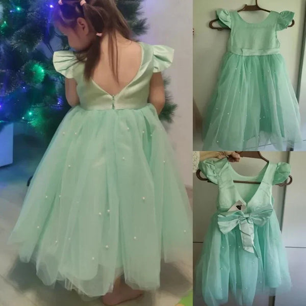 The V-Back Pearl Fancy Special Occasion Dress for Baby & Little Girls