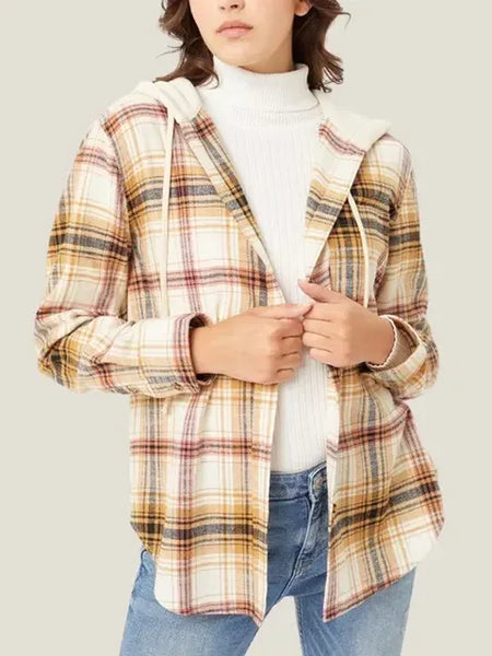 The Cher Plaid Lightweight Hooded Shacket for Women & Teens