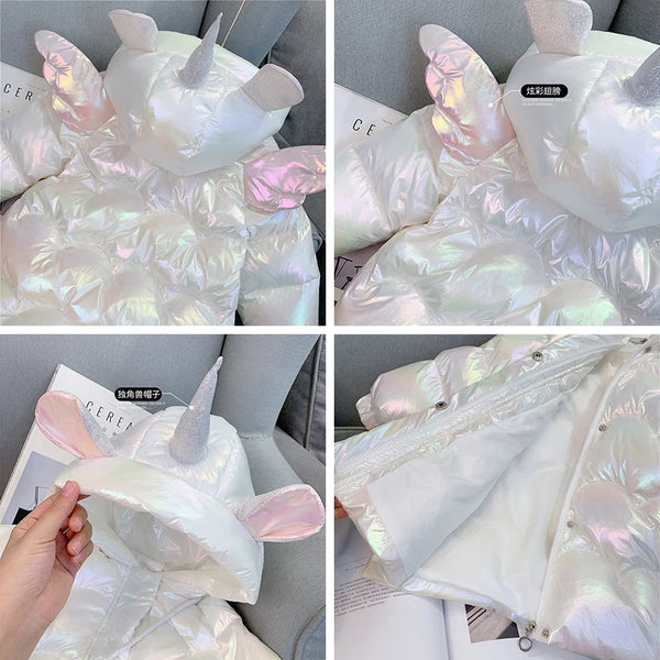 The Shiny Unicorn Puff Jacket for Little Girls