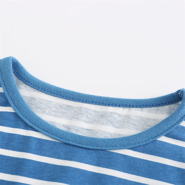 Blue Hummingbird Striped Tulle Twirl Dress