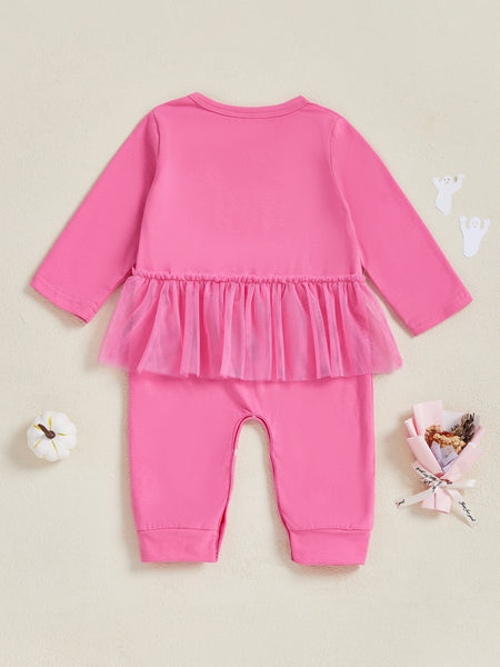 Pink Skeleton Romper with Tulle Tutu skirt for Baby Girl