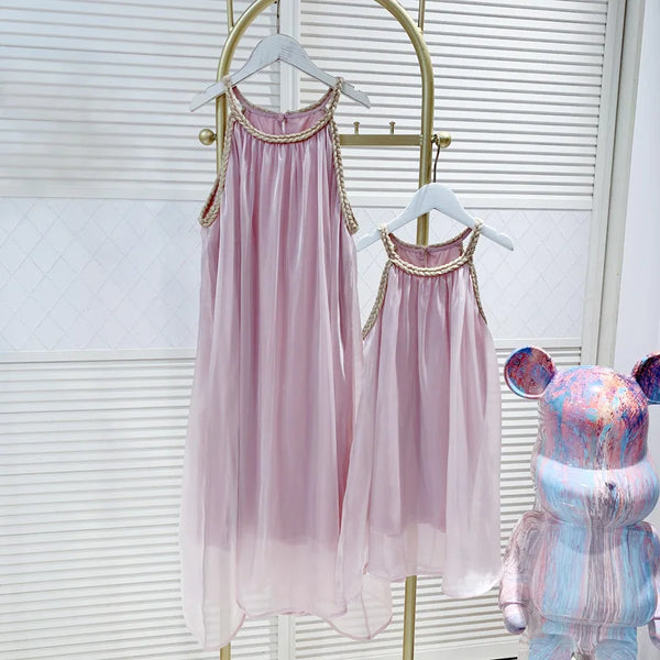 Mommy & Me Matching Dresses: Golden Rope Sleeveless Chiffon Dress