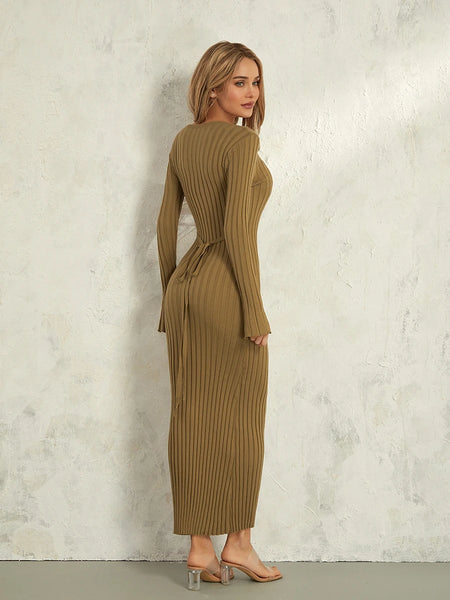 Bella Ribbed Knit Long Sleeve Dress