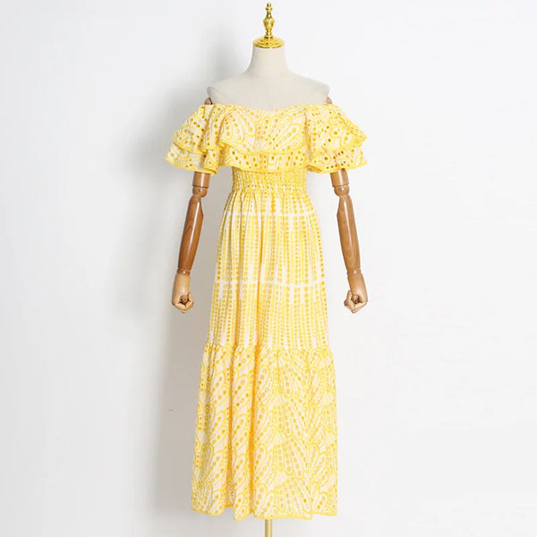 The Kendra Off-The-Shoulder Eyelet Maxi Dress for Women