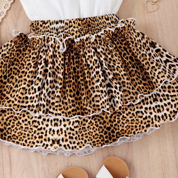 I Heart Leopard Print Skirt and Sleeveless Top Set