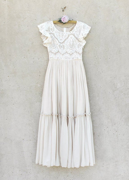 The Marisol Lace Flutter-Sleeve Boho Dress