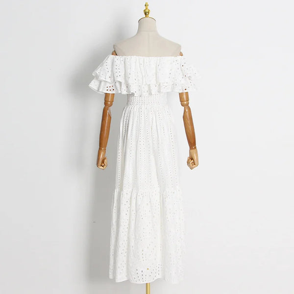 The Kendra Off-The-Shoulder Eyelet Maxi Dress for Women