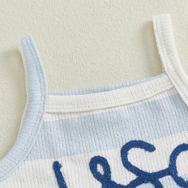 Hey USA Stripes & Stars Soft Knit Lounge Outfit for Baby & Toddler Girls