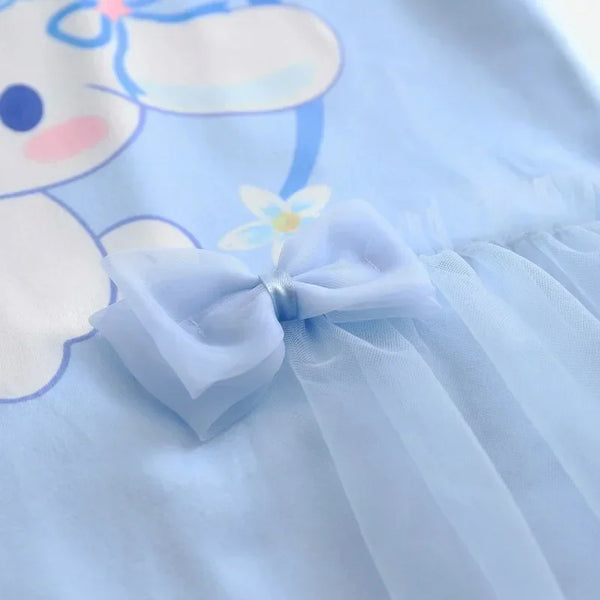 Sanrio Cinnamoroll™, Kuromi™, or My Melody™ Tulle Flutters Short Sleeve Dress for Little Girls