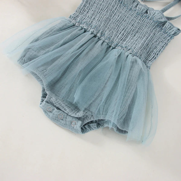 Avalynn Pretty Ruched Tutu Romper Dress for Baby Girls