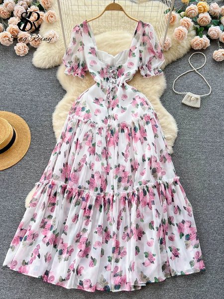 The Parker Pretty Floral Lace-Up Maxi Dress for Women