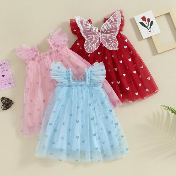 Baby Butterfly Wings Mini Hearts Dress for Baby & Little Girls