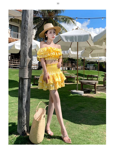 The Shirese Two-Piece Off-The-Shoulder Ruffle Top & Skirt for Women