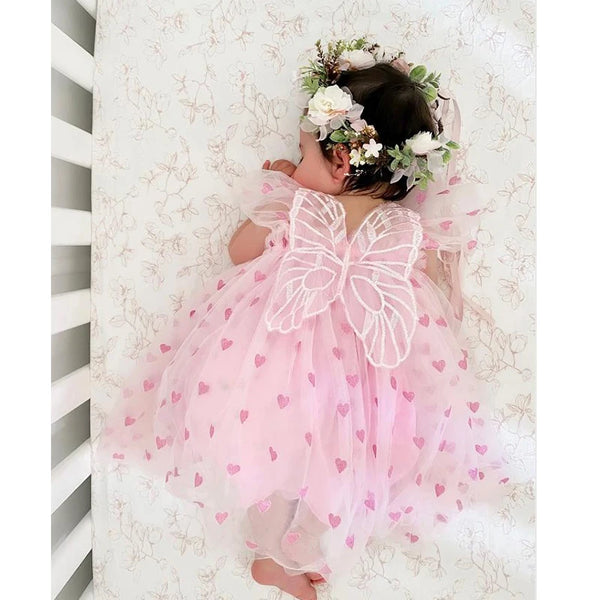 Baby Butterfly Wings Mini Hearts Dress for Baby & Little Girls