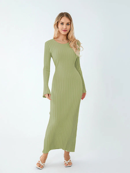 Bella Ribbed Knit Long Sleeve Dress
