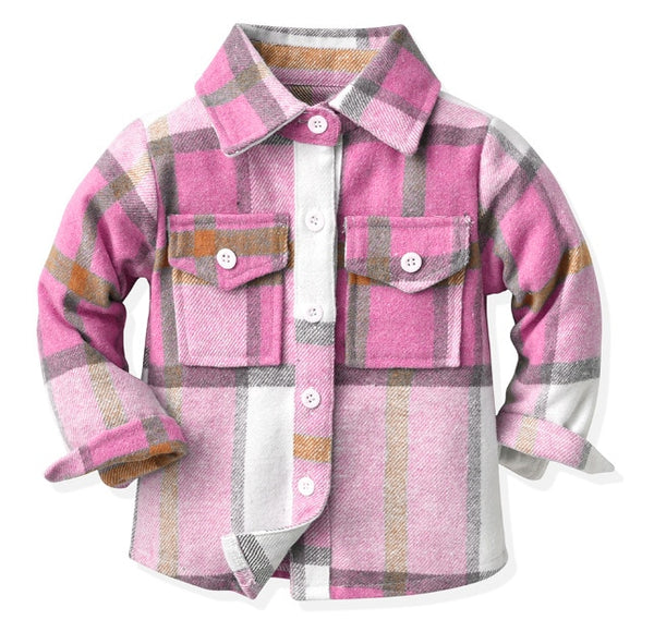 Girls Classic Plaid Shacket for Babies, Toddlers, Girls & Tweens