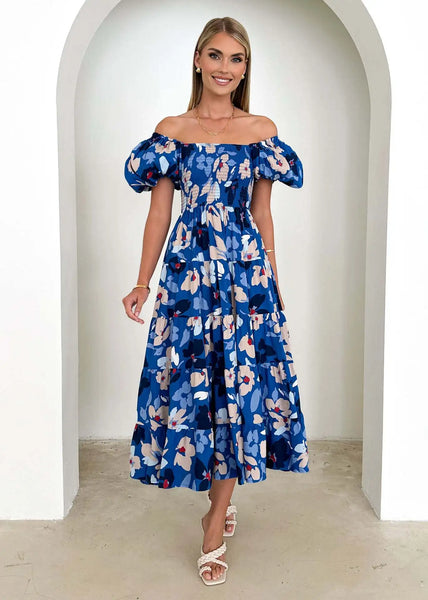 Tisa Puff-Sleeve Off-The-Shoulder Dress