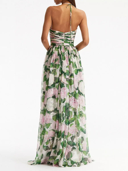 The Dahlia Halter Floral Sweetheart Midi/Maxi for Women